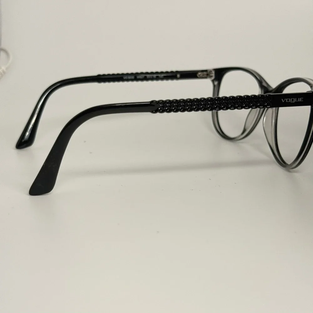 Vogue VO 5030 W827 Black Cat Eye Eyeglasses Frames 53-16-140 Braided Temple